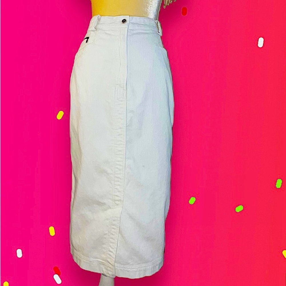 90’s Classics White Corduroy Denim Maxi Skirt with Slit